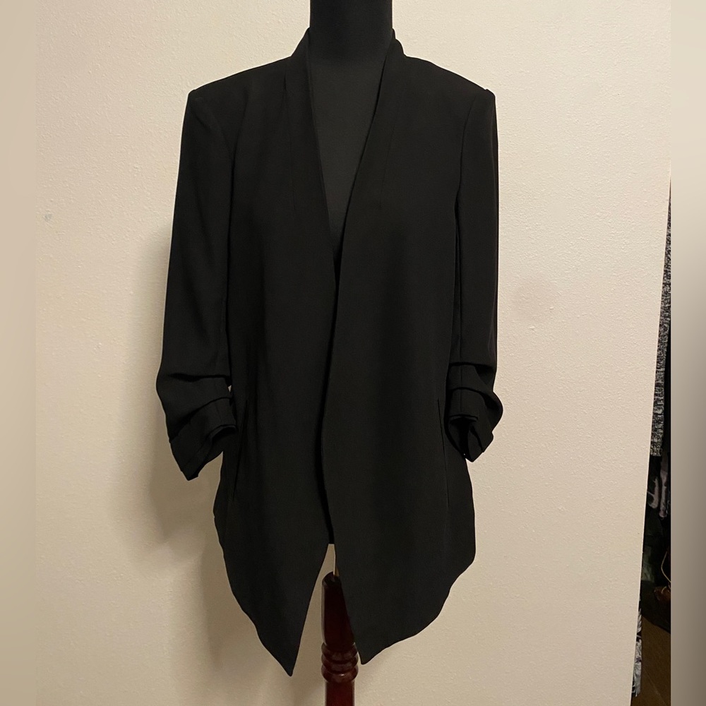 Rachel Zoe Black Open Front Blazer 3/4 Sleeve - size M